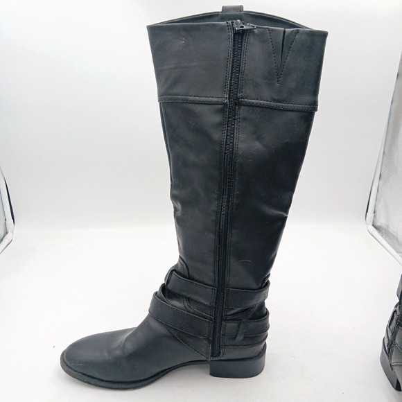 Target Riding Boots‎ Faux Leather Cognac Women’s Size 9 Black Side Zip - Picture 2 of 8